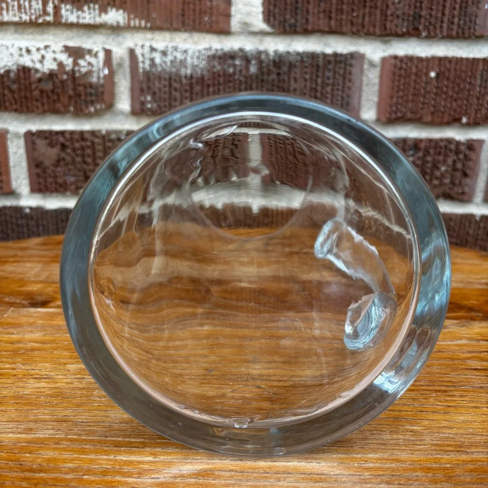 Vintage Hand Blown Clear Crystal Tall Pitcher Applied Handle & Pinched Spout